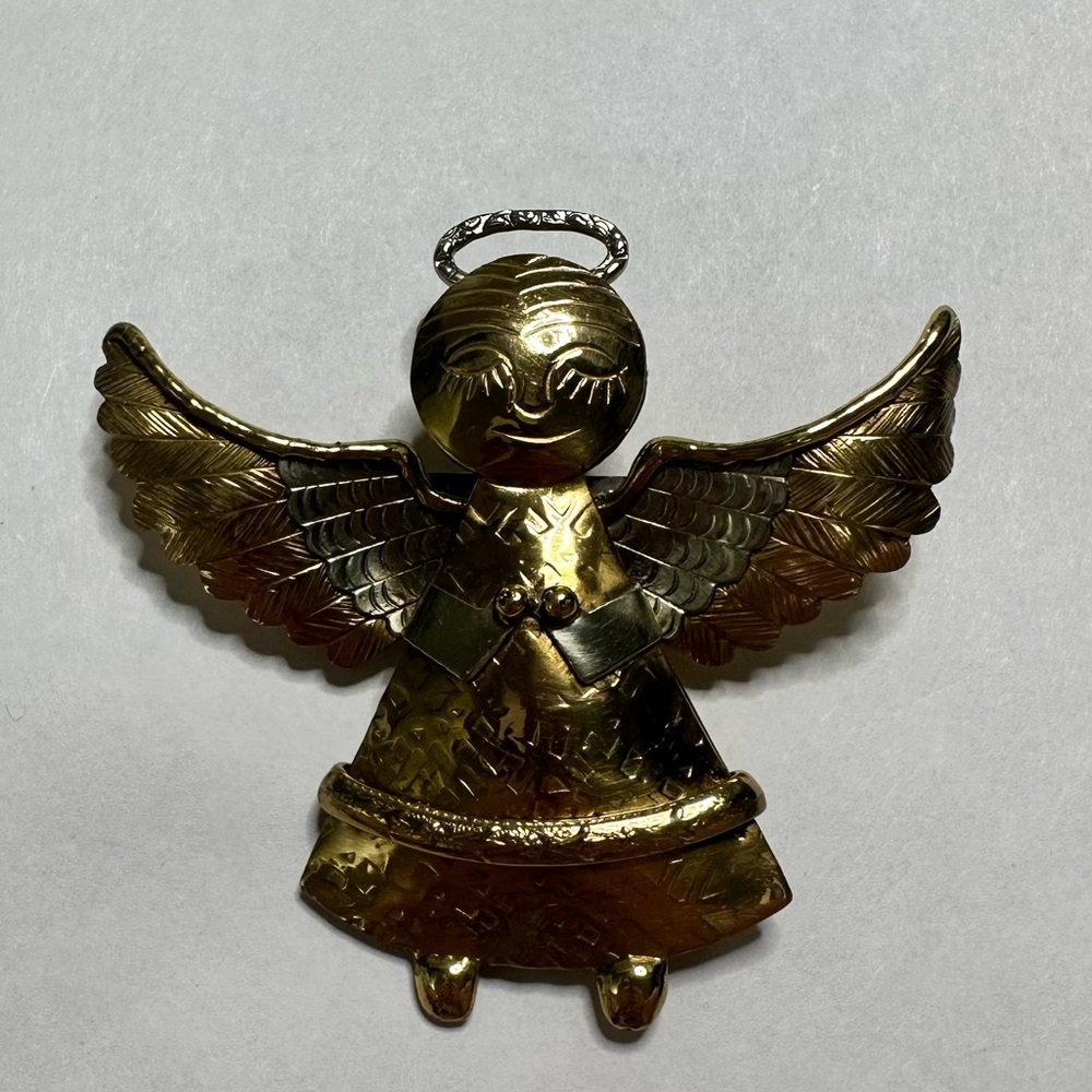 Vintage‎ handcrafted angel with halo brooch